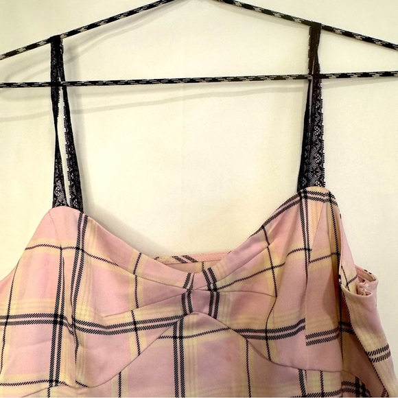 Urban Outfitters Cher Pink Plaid Slip Dress Size Medium - Picture 3 of 5